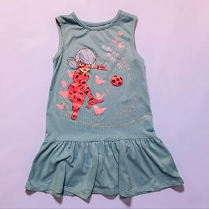 MIRACULOUS Blue Sleeveless Girls Dress with Ladybug Superhero.Size XS 4/5.